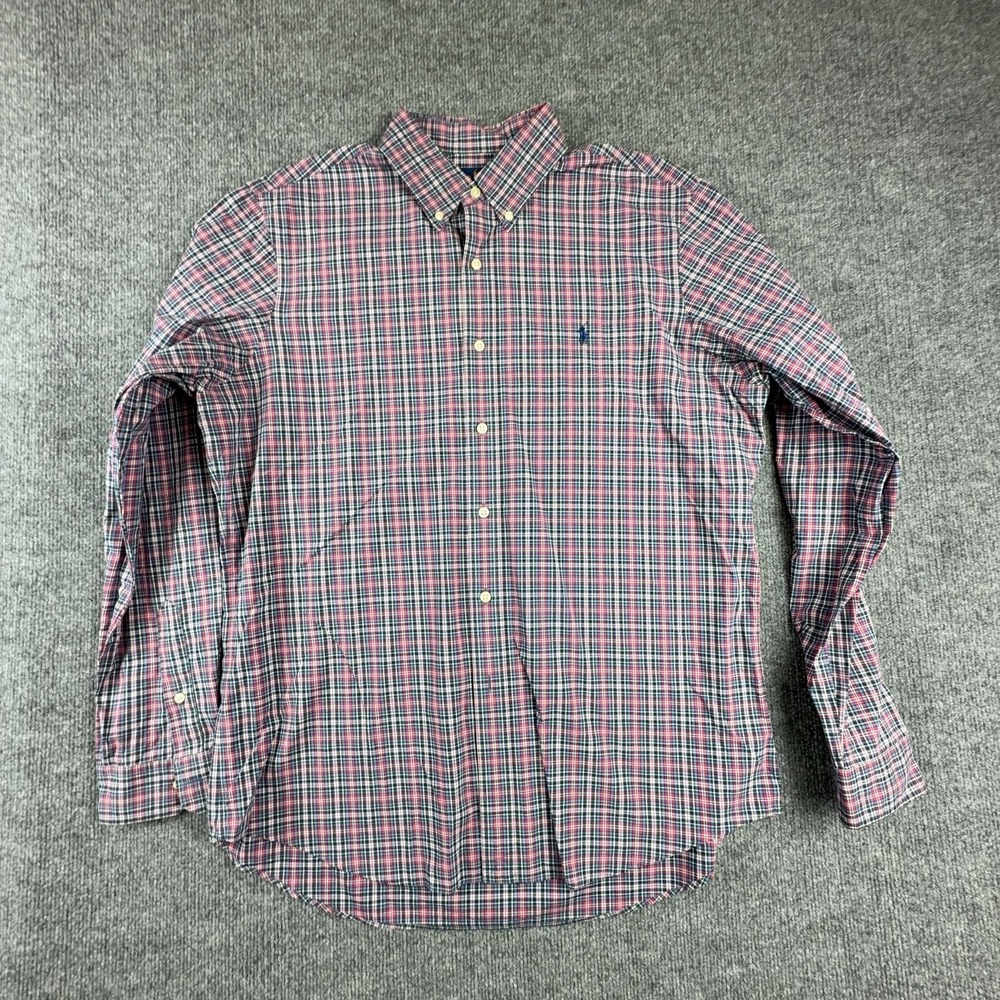 Ralph Lauren Shirt Mens Large Multicolor Check Stretch Button Down Long Sleeve
